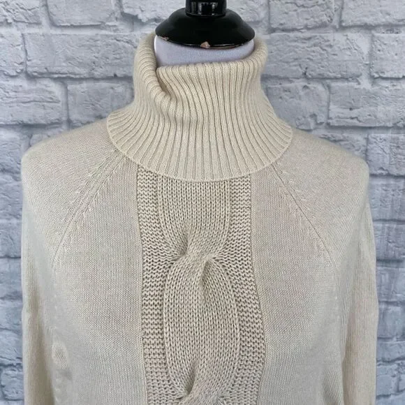 INC women S silk blend Longsleeve turtleneck poncho white - Picture 11 of 12